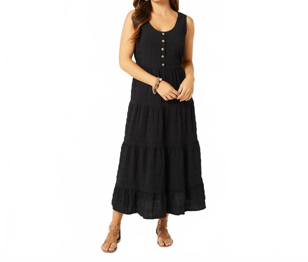 NEW COCO + CARMEN meadow gauze tiered tank dress in black